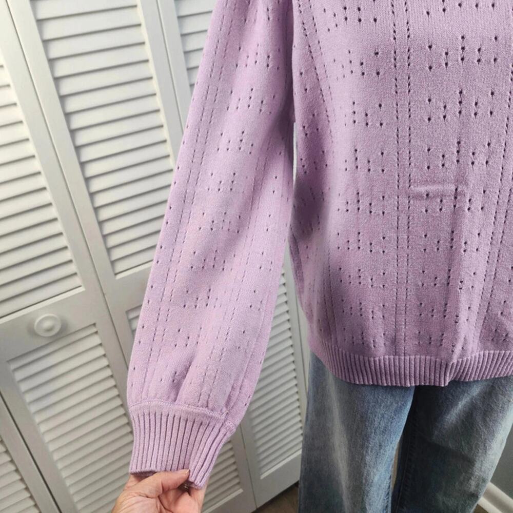 3/$20 Lavender Sweater XL Pullover Soft Knit Cozy Pastel Spring - Picture 4 of 8